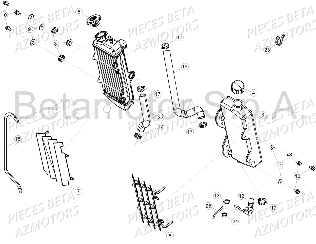 Refroidissement Installation BETA Pièces Beta 50 RR Motard TRACK - 2018