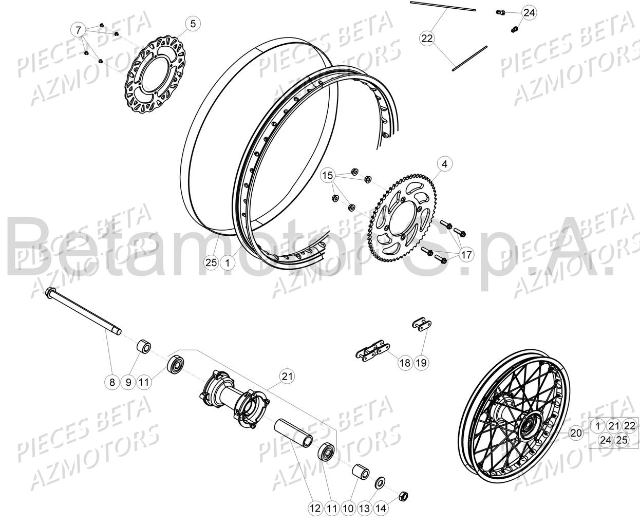 Roue Arriere BETA Pièces Beta 50 RR Motard TRACK - 2018
