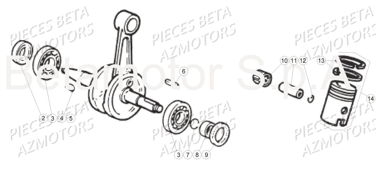 Vilebrequin Piston Contre Arbre BETA Pièces Beta 50 RR Motard TRACK - 2018
