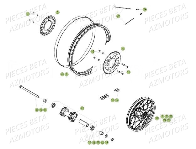 Roue Arriere BETA Pièces Beta 50 RR Motard TRACK - 2019