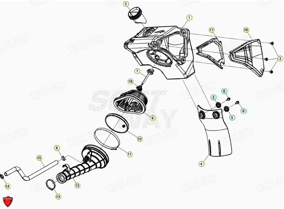 Boitier Du Filtre A Air BETA Pièces BETA RR Motard 125 4T LC - 2021-2022
