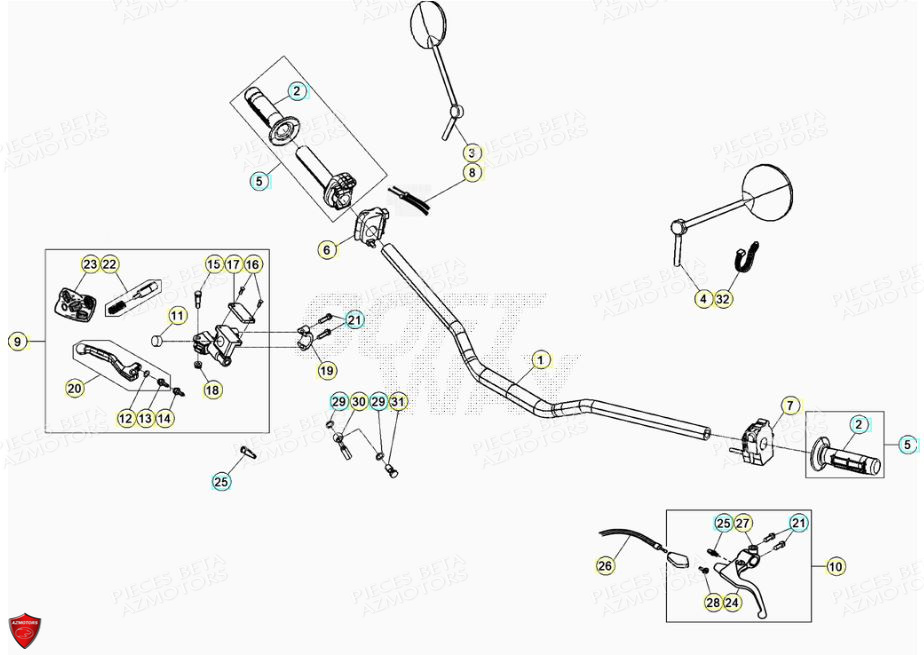 Commandes Guidon BETA Pièces BETA RR Motard 125 4T LC - 2021-2022