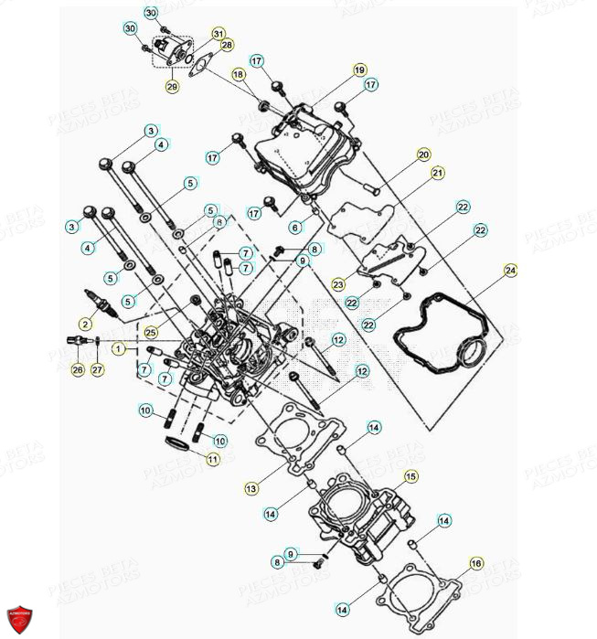 Cylindre Culasse BETA Pièces BETA RR Motard 125 4T LC - 2021-2022