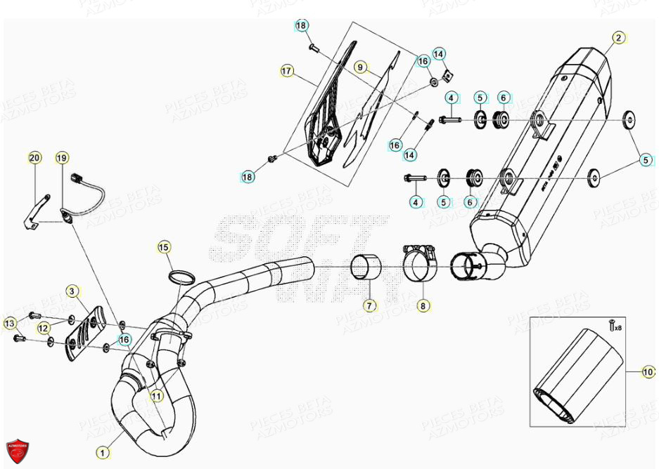 Echappement BETA Pièces BETA RR Motard 125 4T LC - 2021-2022