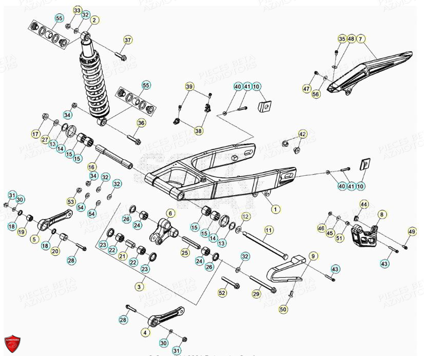 FOUCHE_ARRIERE-SUSPENSION_ARRIERE BETA Pièces MOTARD RR 125 4T LC - 2021-2022