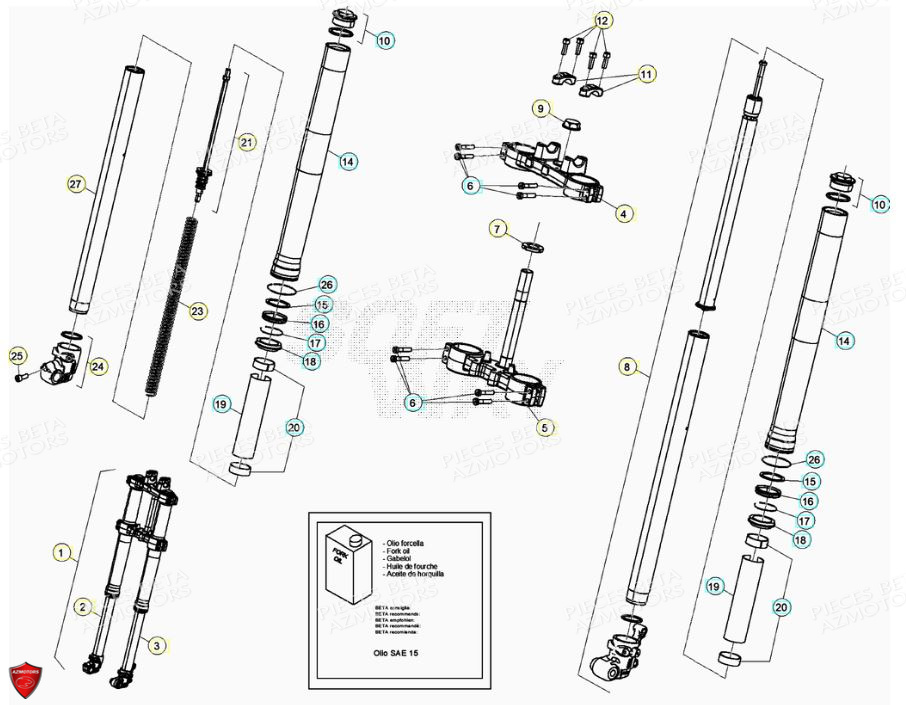 Fourche BETA Pièces BETA RR Motard 125 4T LC - 2021-2022