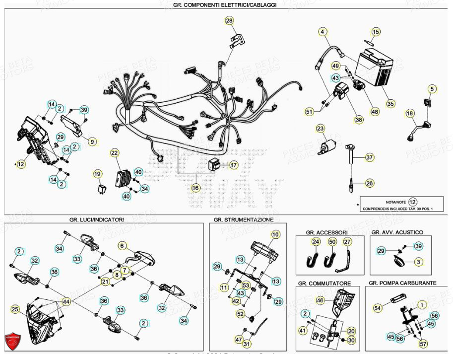 Installation Electrique BETA Pièces BETA RR Motard 125 4T LC - 2021-2022