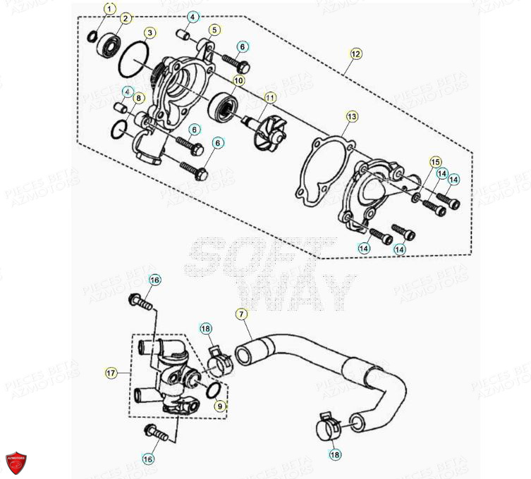 Pompe A Eau BETA Pièces BETA RR Motard 125 4T LC - 2021-2022