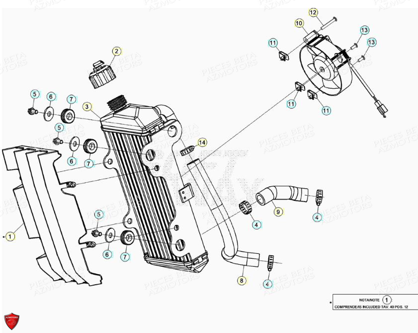 Radiateur Installation De Refroidissement BETA Pièces BETA RR Motard 125 4T LC - 2021-2022