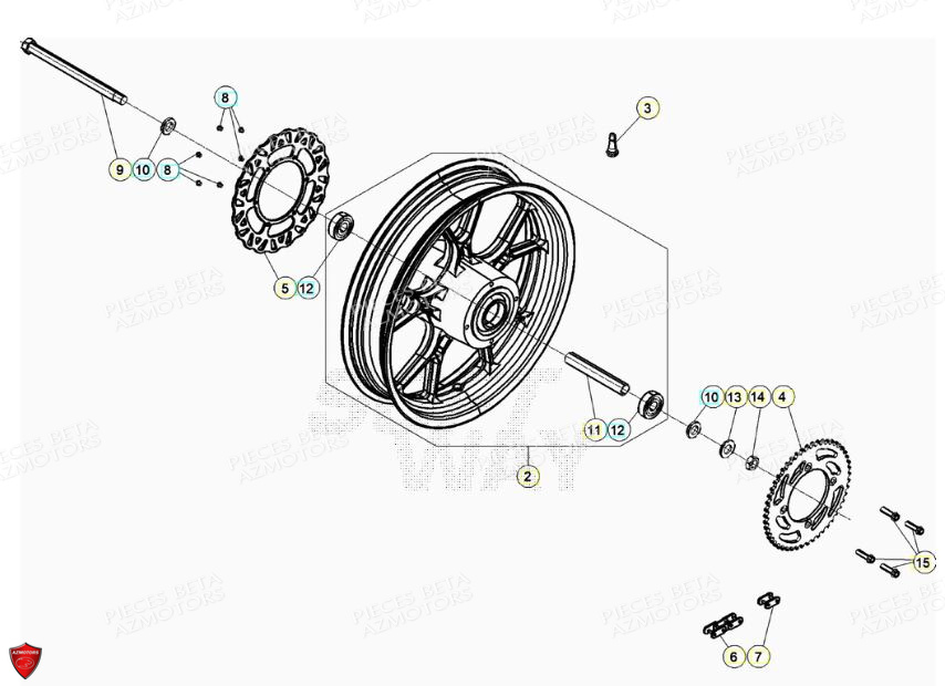 Roue Arriere BETA Pièces BETA RR Motard 125 4T LC - 2021-2022