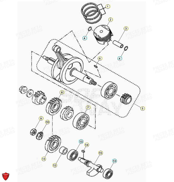 Vilebrequin Piston Contre Arbre BETA Pièces BETA RR Motard 125 4T LC - 2021-2022