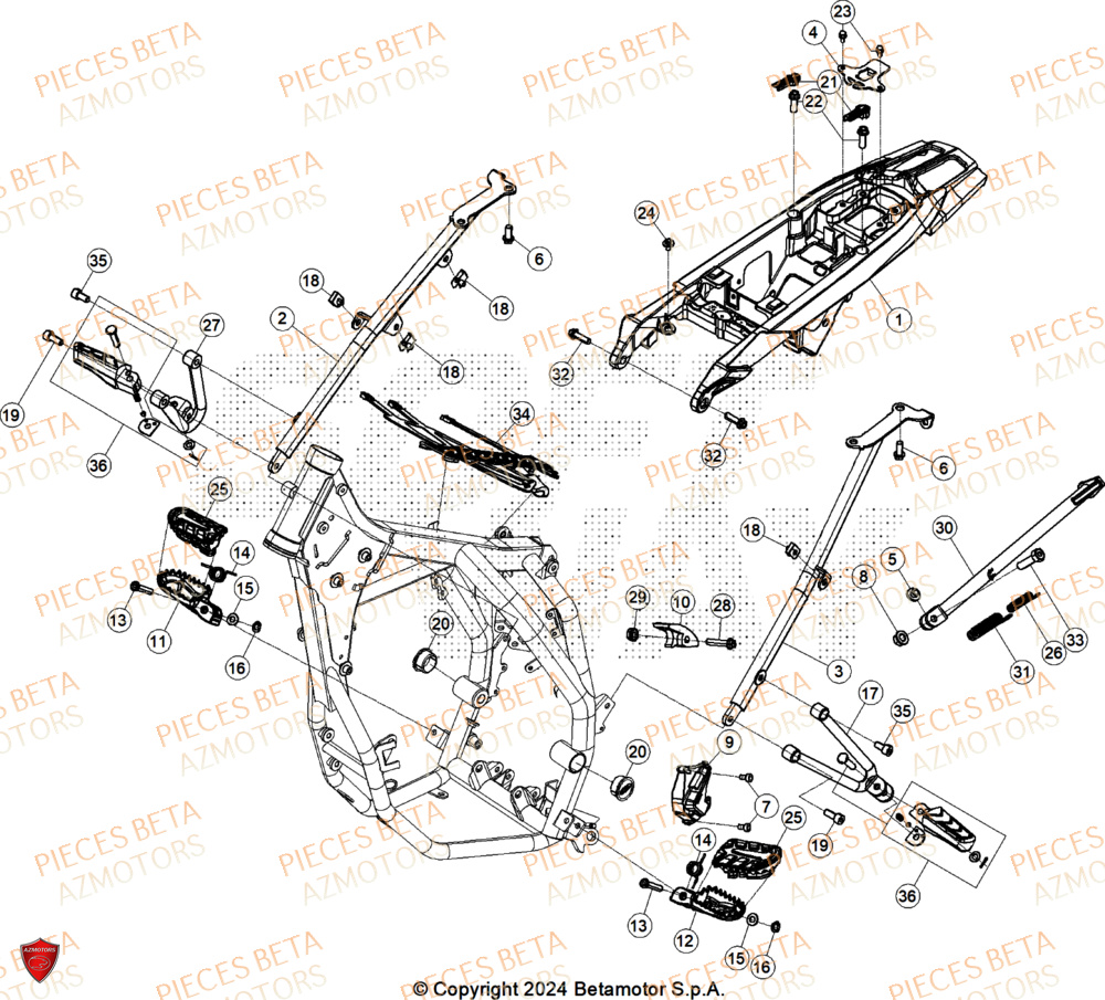 Accessoires Du Chassis BETA Pièces BETA MOTARD RR 125 4T X GREY 2024