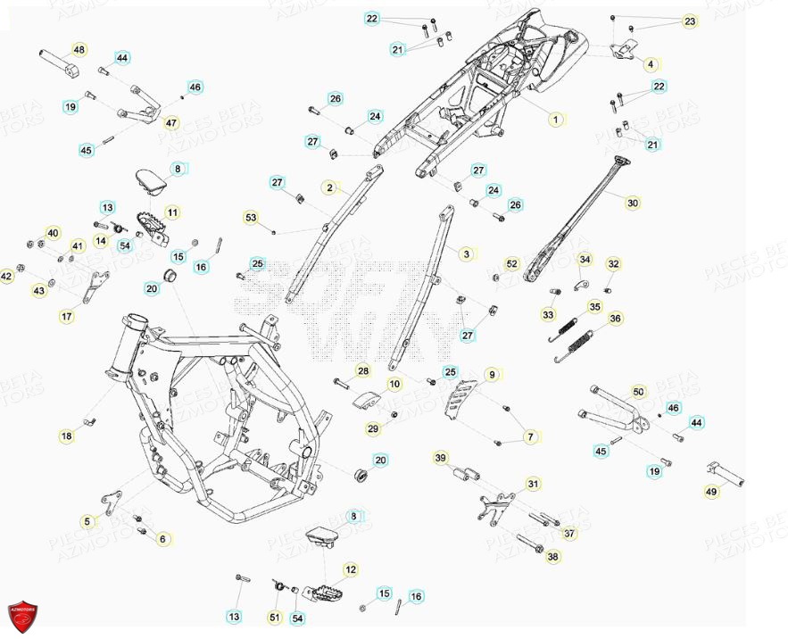 ACCESSOIRES DU CHASSIS Du 0100001 a 0100365 BETA MOTARD 125 LC MY13 MY14