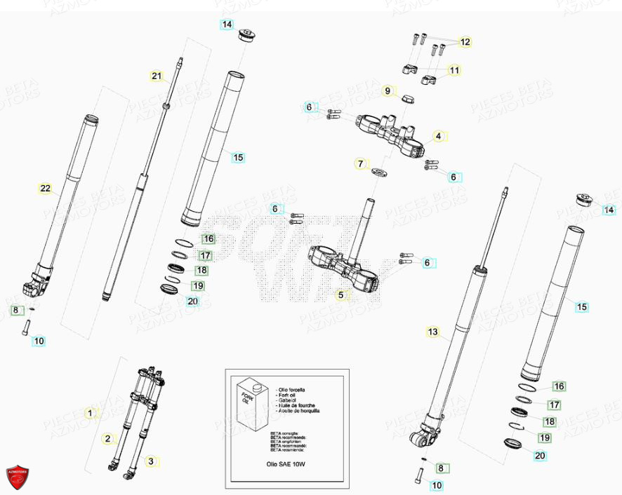 FOURCHE De 0100366 a 0100425 pour MOTARD 125 LC MY13 MY14