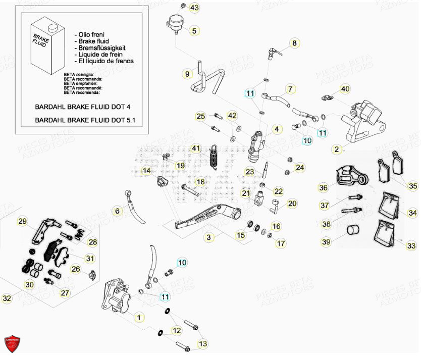 PASTILLES PINCE 25.03067/73 BETA pour FREINS de MOTARD 125 LC MY13 MY14