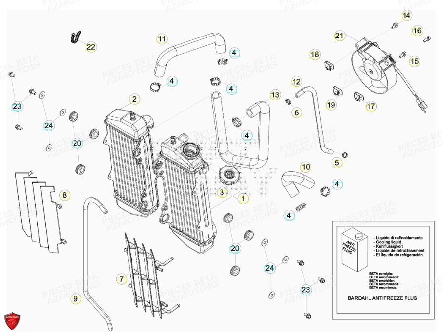 Installation De Refroidissement BETA Pièces BETA RR Motard 125 LC - 2013/2014