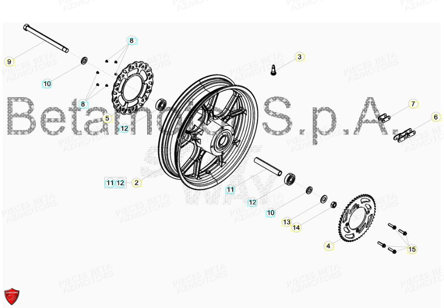 Roue Arriere Du 0100366 A 0199999 BETA Pièces BETA RR Motard 125 LC - 2013/2014