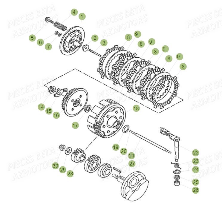 Embrayage Du No Serie 100516 A 100620 BETA Pièces BETA RR Motard 125 LC - 2015