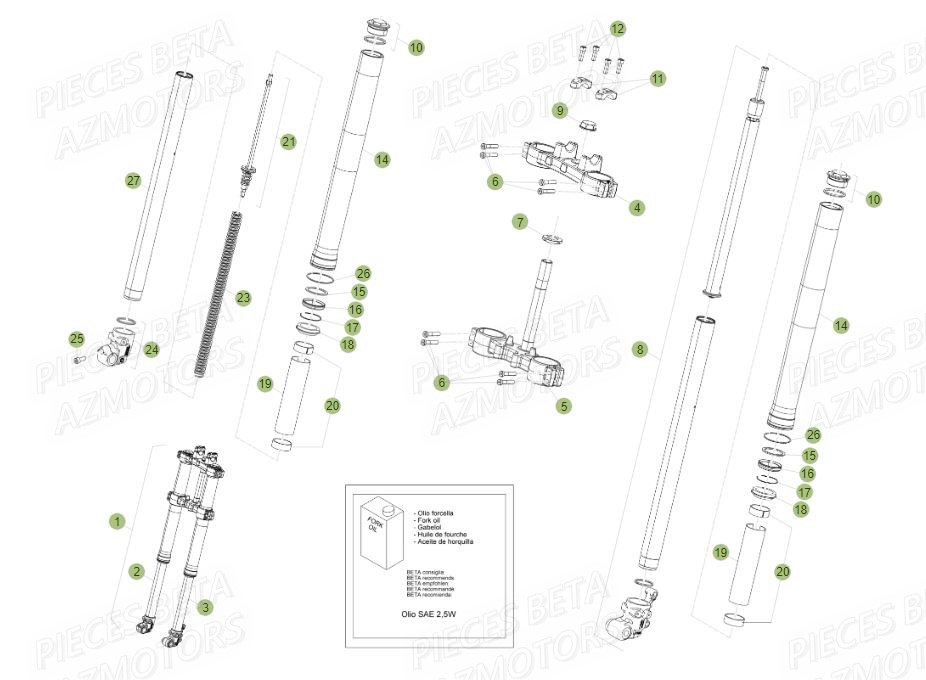 FOURCHE BETA Pièces BETA RR Motard 125 LC - 2015
 