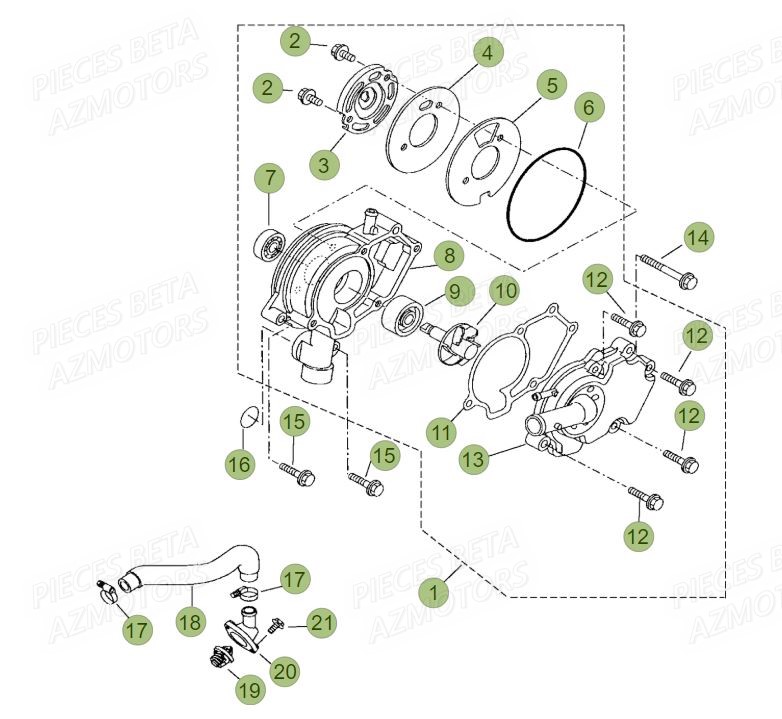 Pompe A Eau BETA Pièces BETA RR Motard 125 LC - 2015