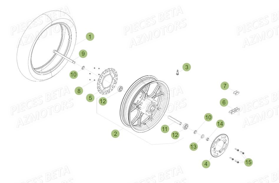Roue Arriere BETA Pièces BETA RR Motard 125 LC - 2015