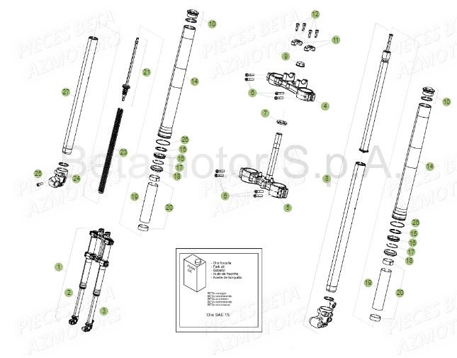 FOURCHE BETA Pièces BETA RR Motard 125 LC - 2016
 