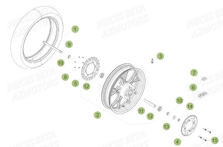 Roue Arriere BETA Pièces BETA RR Motard 125 LC - 2016