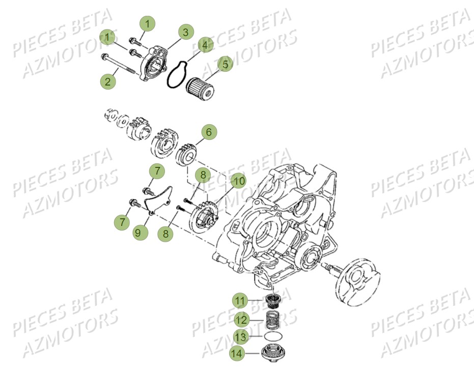 FILTRE À HUILE COMPLET BETA pour CIRCUIT DE LUBRIFICATION de MOTARD 125 LC MY18