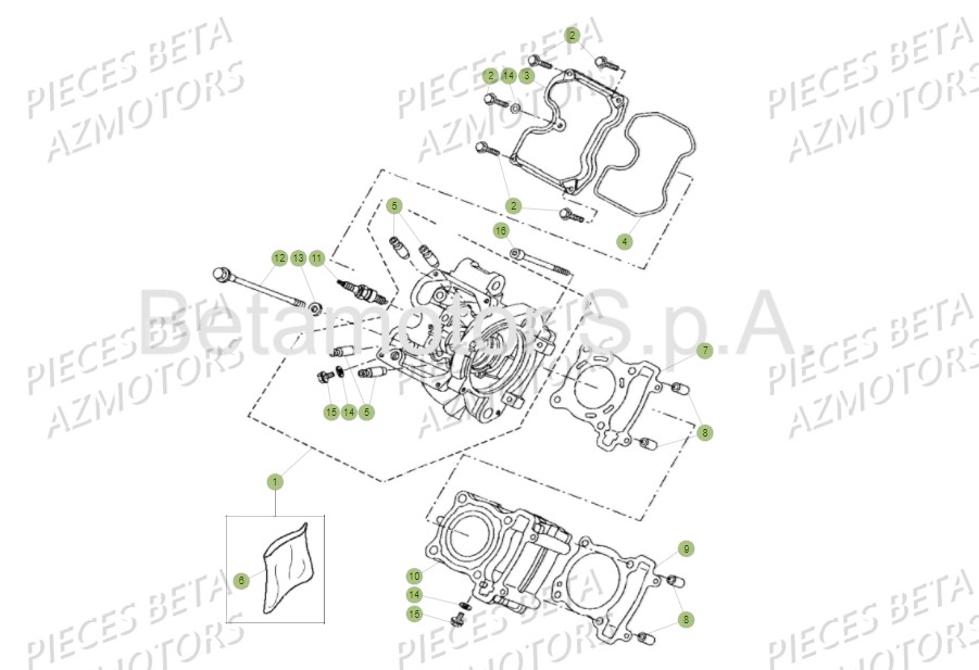 Culasse Cylindre BETA Pièces BETA RR Motard 125 LC - 2018