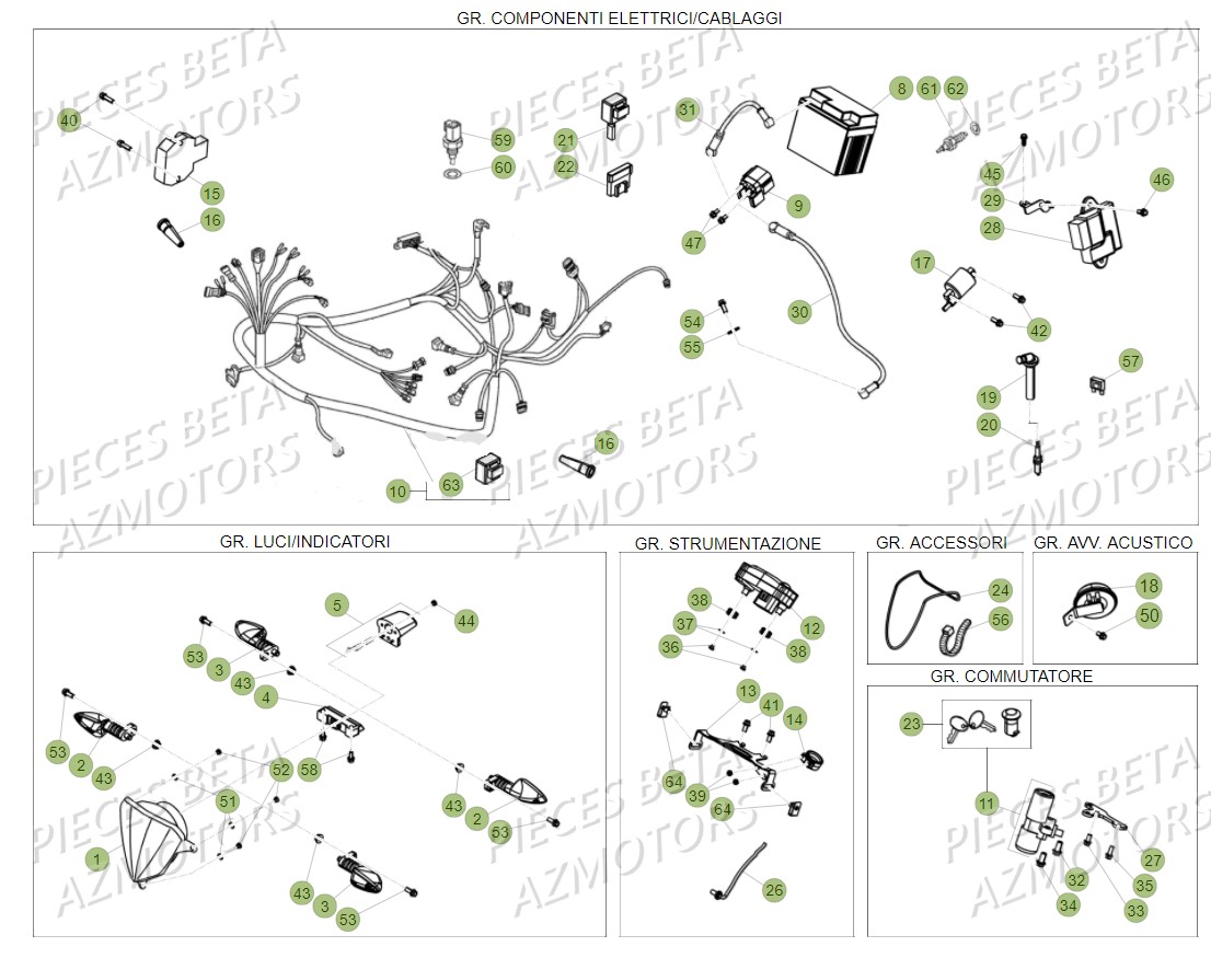Installation Electrqiue BETA Pièces BETA RR Motard 125 LC - 2018