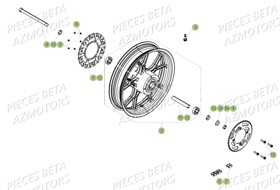 Roue Arriere BETA Pièces BETA RR Motard 125 LC - 2018