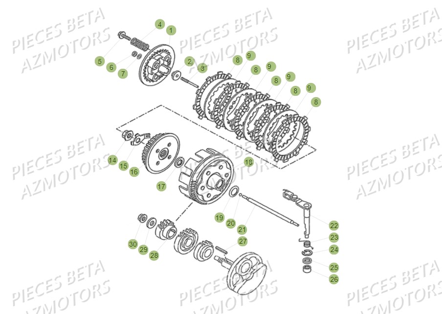 Transmission Principale Embrayage BETA Pièces BETA RR Motard 125 LC - 2018