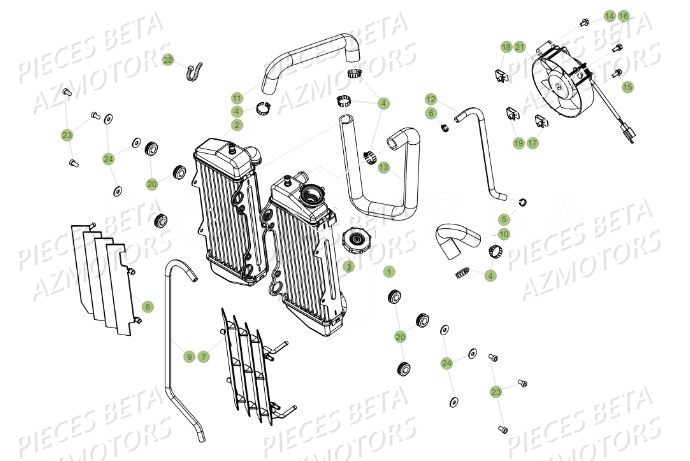 Radiateur BETA Pièces BETA RR Motard 125 LC - 2019
