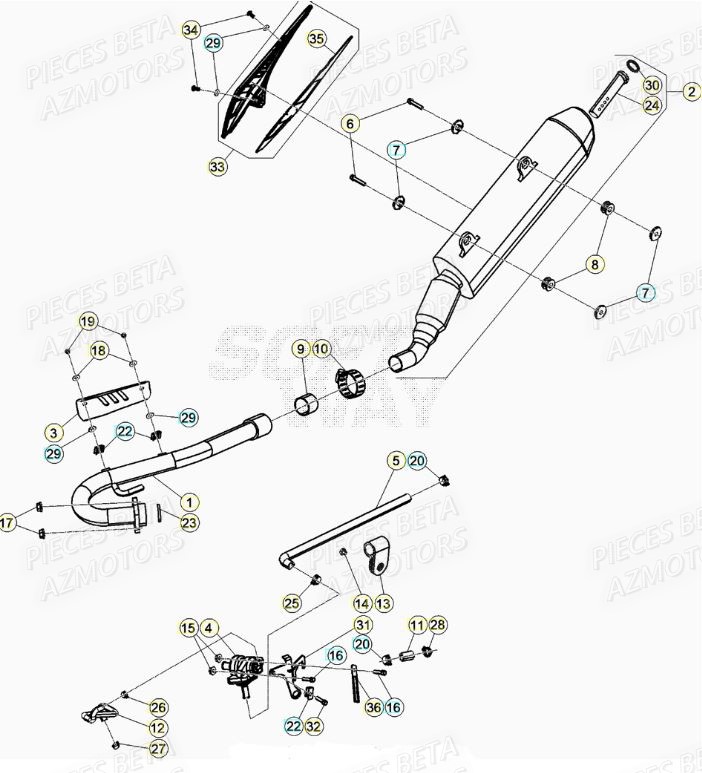 Echappement BETA Pièces BETA RR Motard 125 LC - 2020