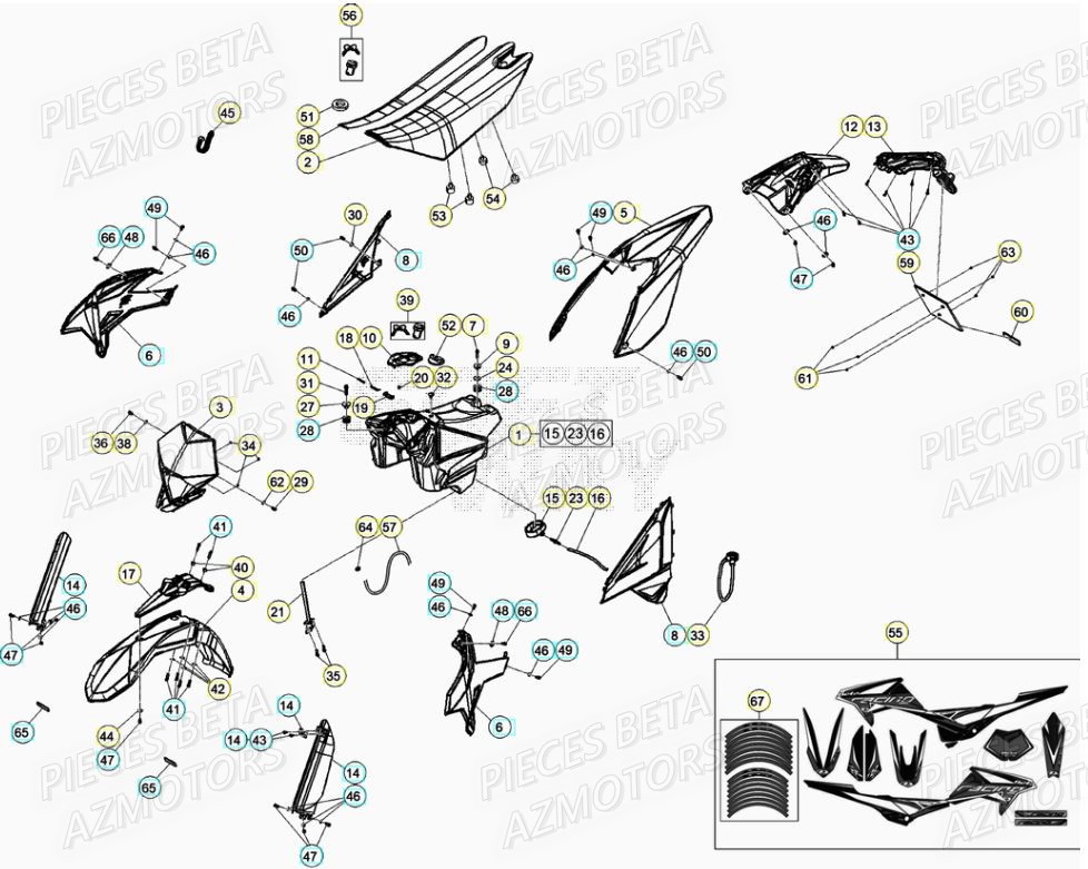 Carenages BETA Pièces BETA RR Motard 125 RACING LC - 2020