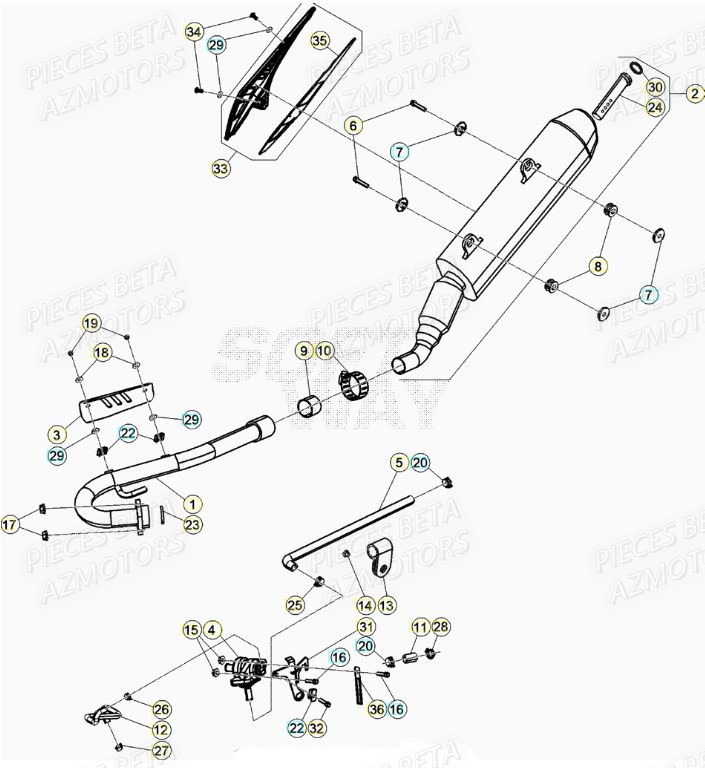 Echappement BETA Pièces BETA RR Motard 125 RACING LC - 2020