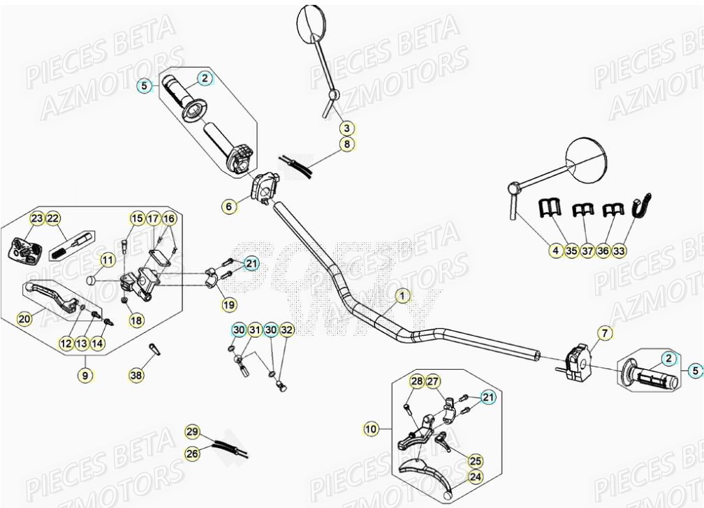Guidon BETA Pièces BETA RR Motard 125 RACING LC - 2020
