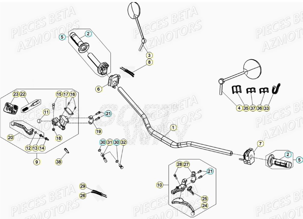 GUIDON BETA Pièces BETA RR Motard 125 RACING LC - 2020
 
