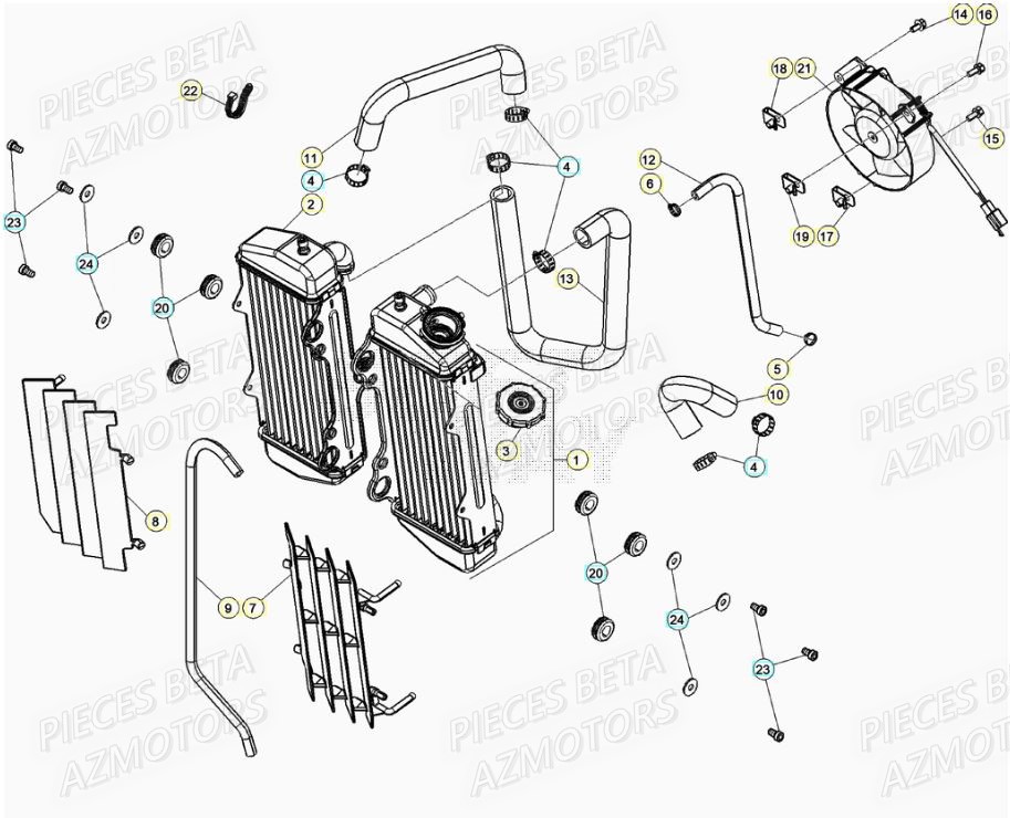 Radiateur BETA Pièces BETA RR Motard 125 RACING LC - 2020