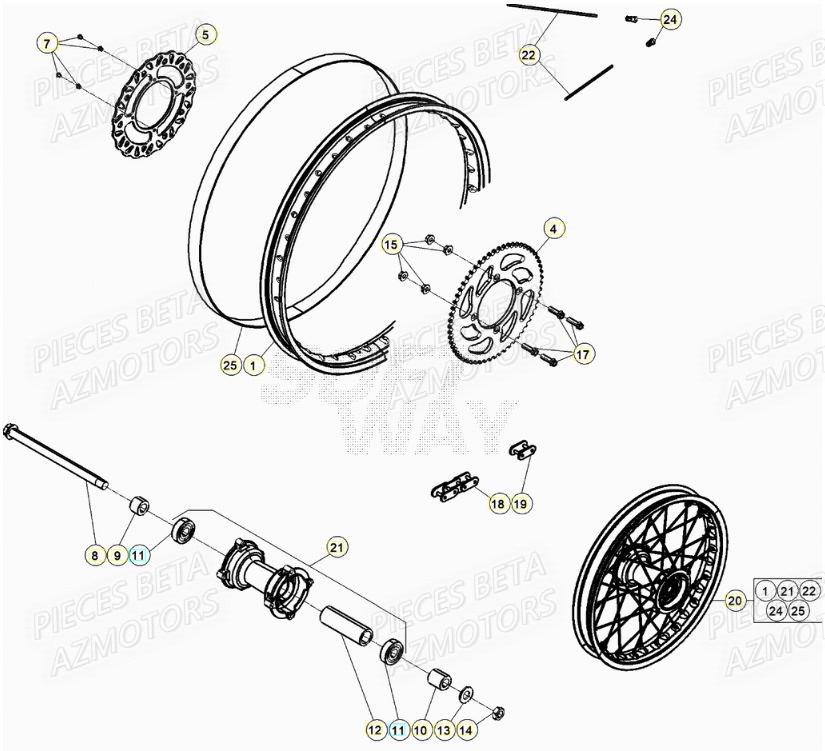 Roue Arriere BETA Pièces BETA RR Motard 125 RACING LC - 2020