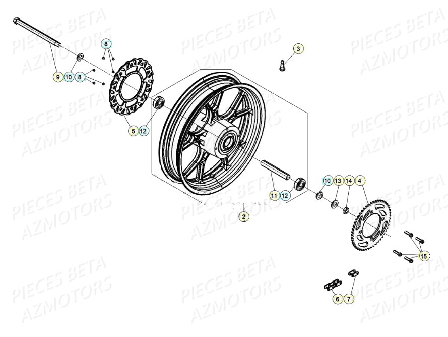 ROUE ARRIERE BETA MOTARD RR 50 2T 20