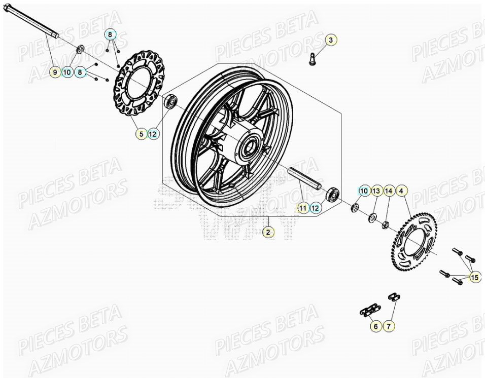 Roue Arriere BETA BETA Motard STANDARD RR 2T 50 2021-2022