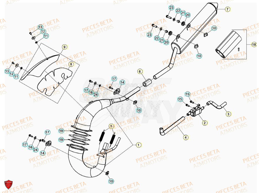 ECHAPPEMENT pour MOTARD RR 50 2T 23