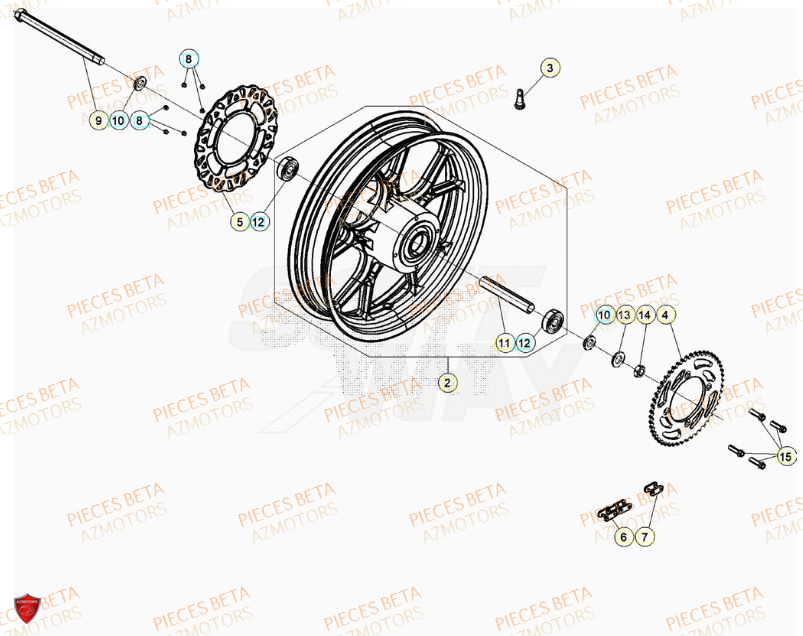 Roue Arriere BETA BETA Motard STANDARD RR 2T 50 2023