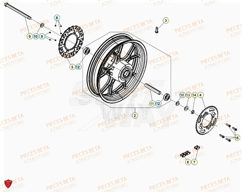 ROUE ARRIERE BETA MOTARD RR 50 2T 23