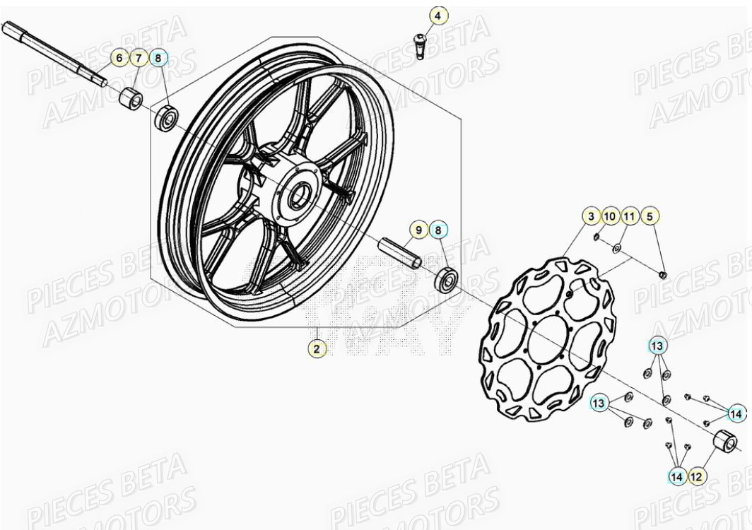 ROUE AVANT pour MOTARD SPORT 50 2T 20