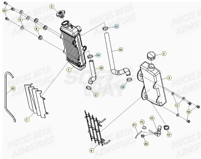 RADIATEUR pour MOTARD SPORT 50 2T 21