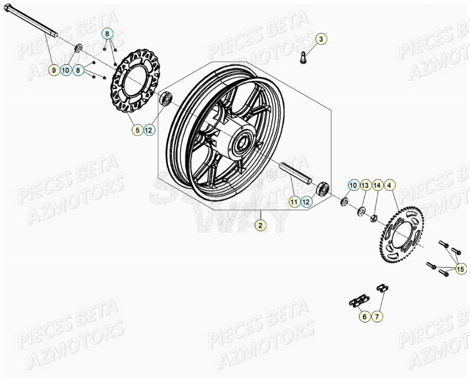 ROUE ARRIERE BETA MOTARD SPORT 50 2T 21