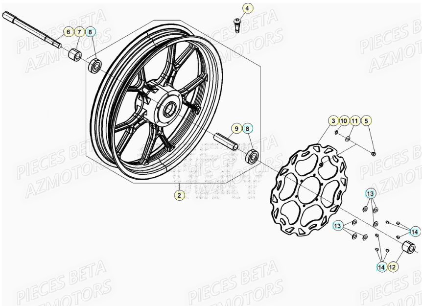 ROUE AVANT pour MOTARD SPORT 50 2T 21