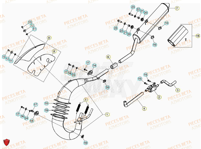 ECHAPPEMENT pour MOTARD SPORT 50 2T 23